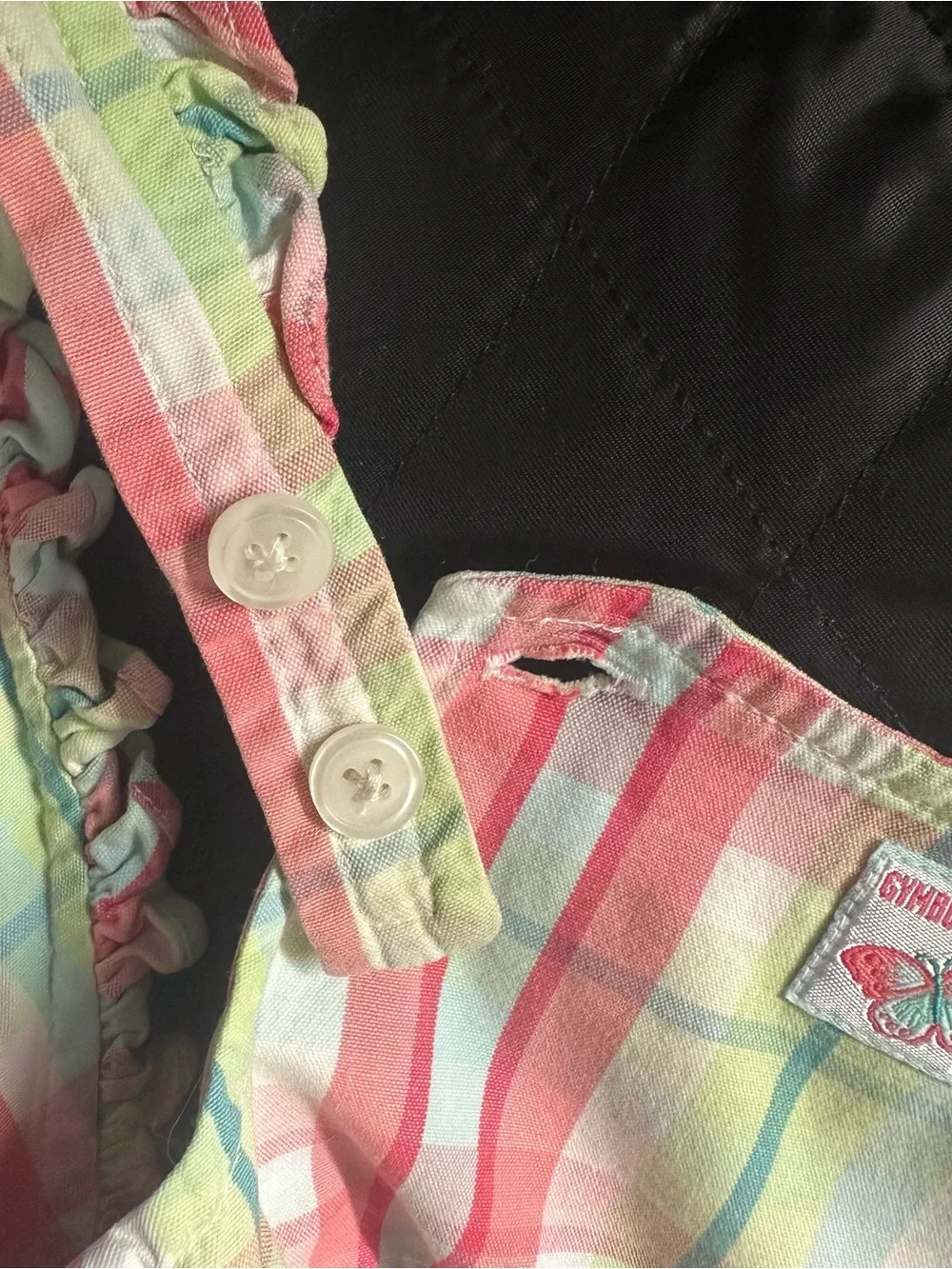 Vintage Gymboree Pastel Plaid Flutter Sleeve Romper Playsuit Cottagecore